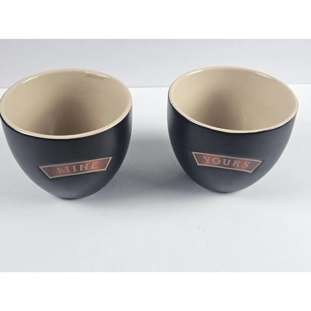 Yours Mine Baileys Irish Cream Vintage Dessert Stoneware Cups 90’s Black Matte